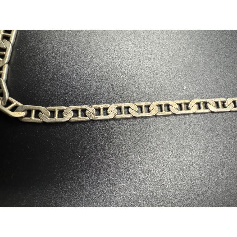 Vtg Italy 925 Sterling Silver Flat Mariner Chain Link Necklace 22" Long 5.7mm - Picture 3 of 8